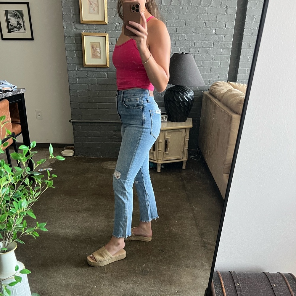 Madewell Frayed Hem Blue Jeans